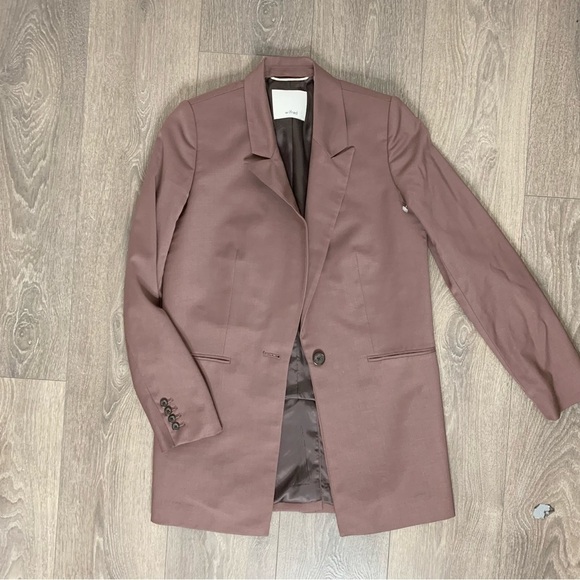 Aritzia Wilfred Belcastel Blazer Jacket Oversized Shoulder Pads Tailored Brown - Picture 8 of 15